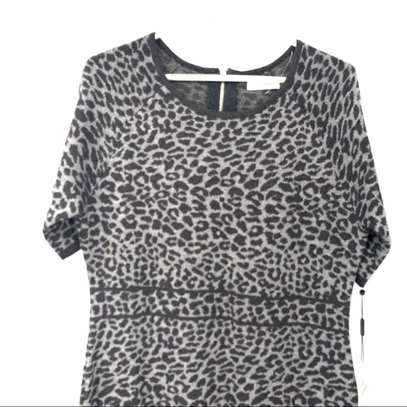 Calvin Klein NWT Leopard Print S/S Acrylic Stretchy Soft Sweater Dress - Picture 15 of 15